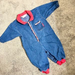 Vintage OshKosh B’Gosh Denim and Plaid Jumpsuit